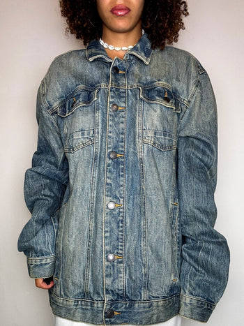 Veste en jean delavée XXL vintage