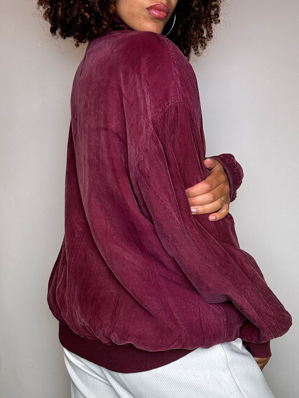 Vintage burgundy silk jacket L/XL