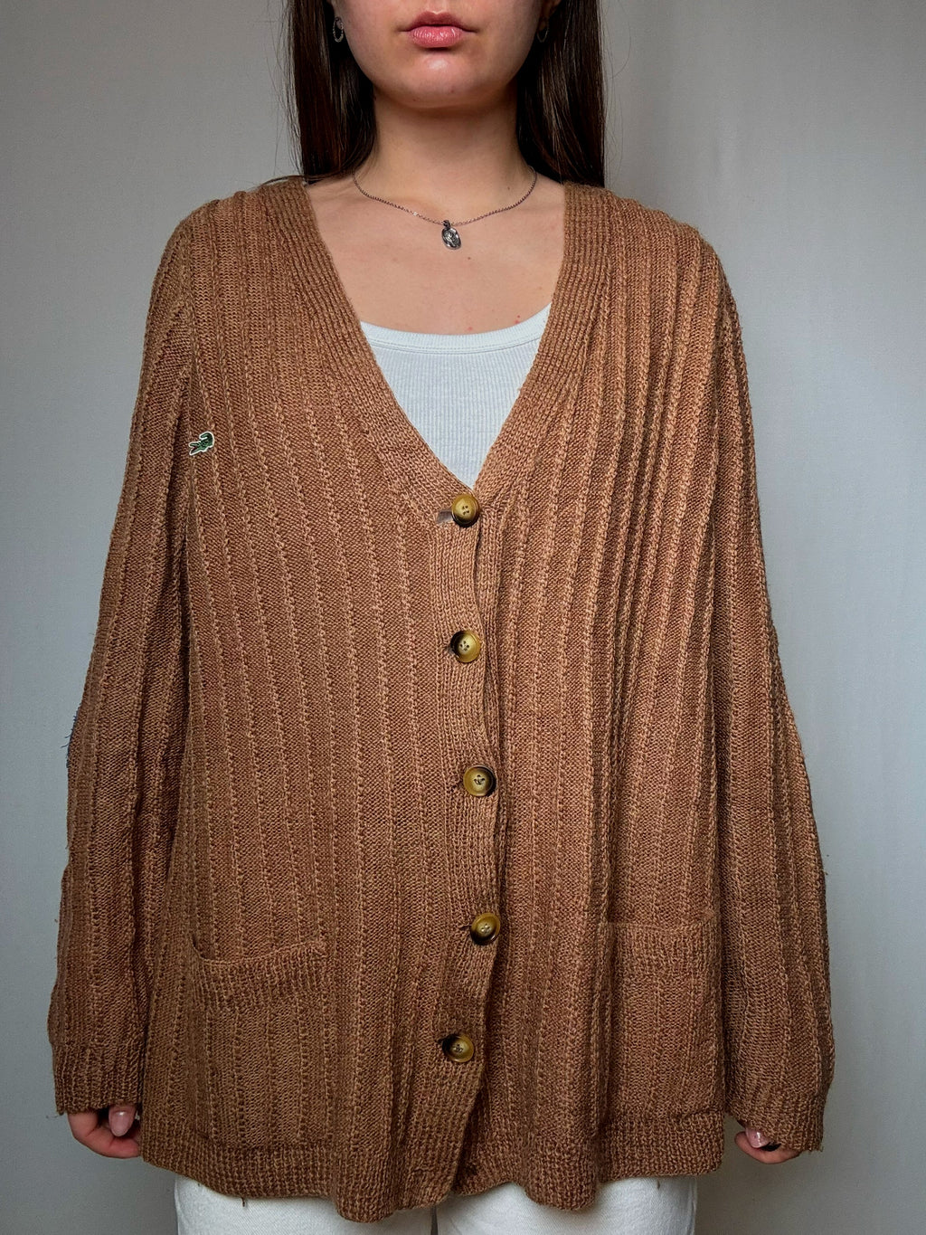 Cardigan tabac Lacoste XXL vintage