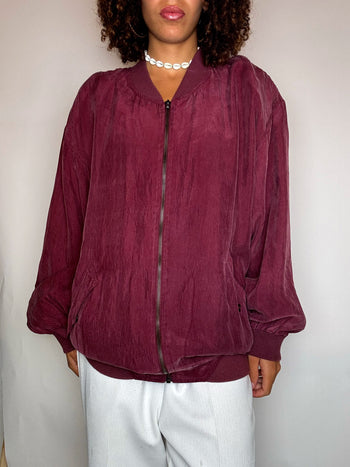 Veste en soie bordeaux L/XL vintage