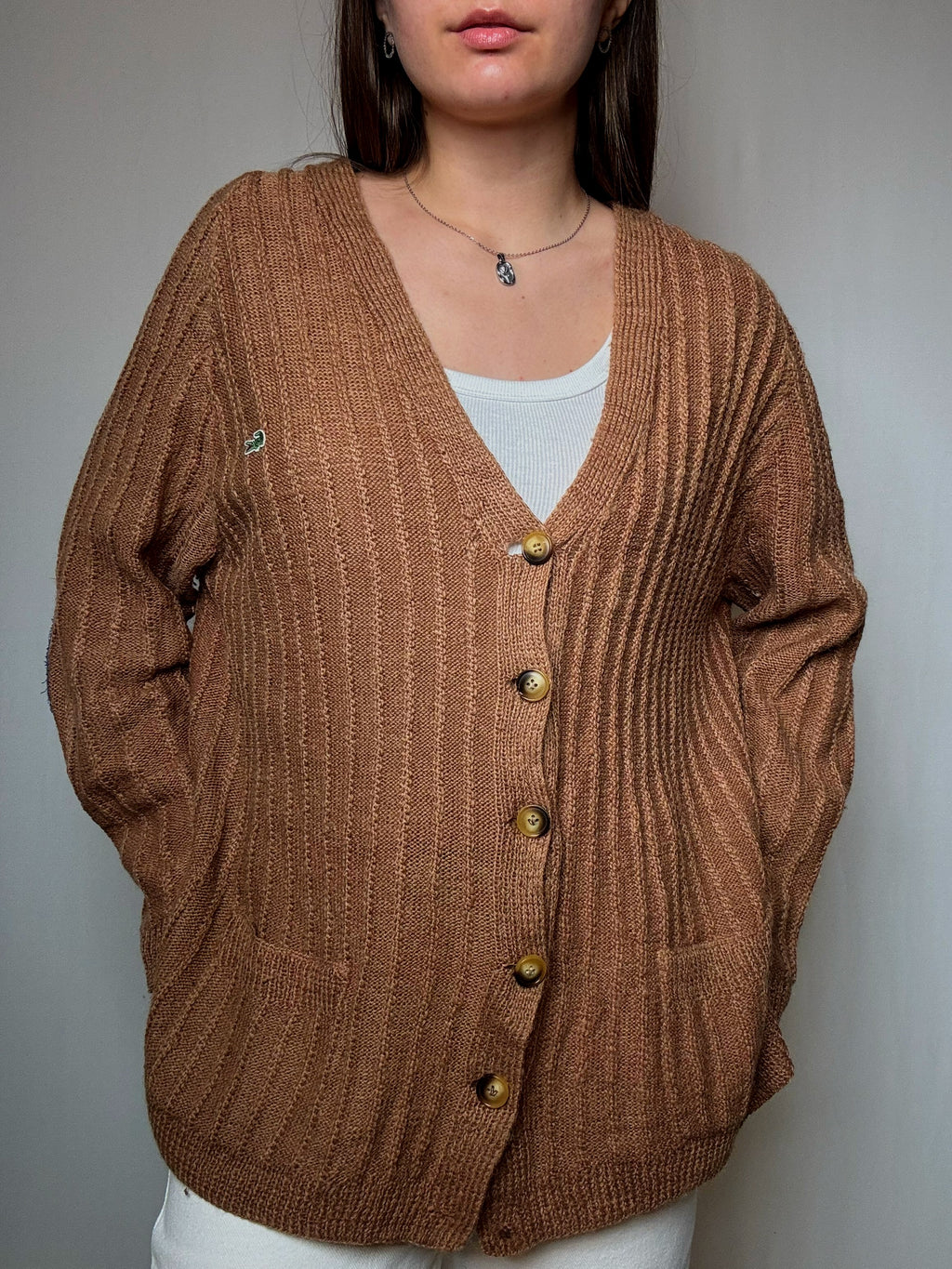 Cardigan tabac Lacoste XXL vintage