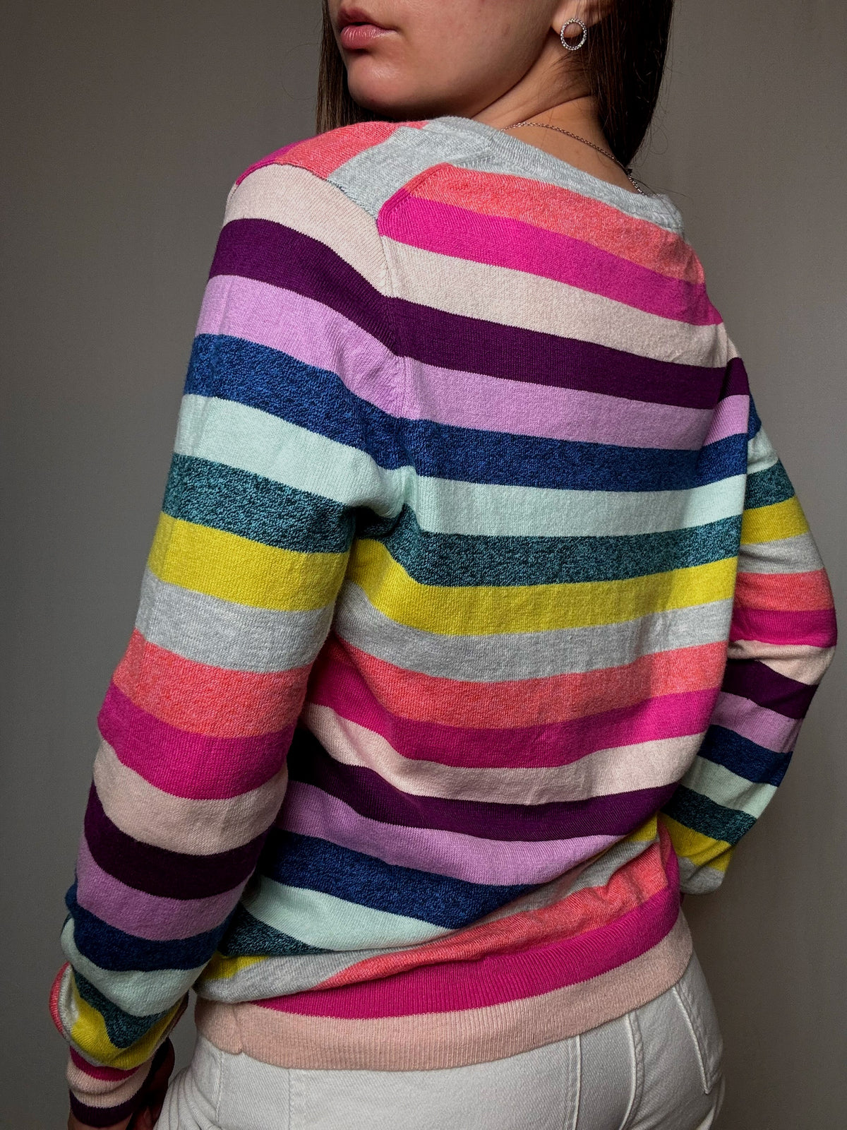 Pull rayé multicolore L vintage