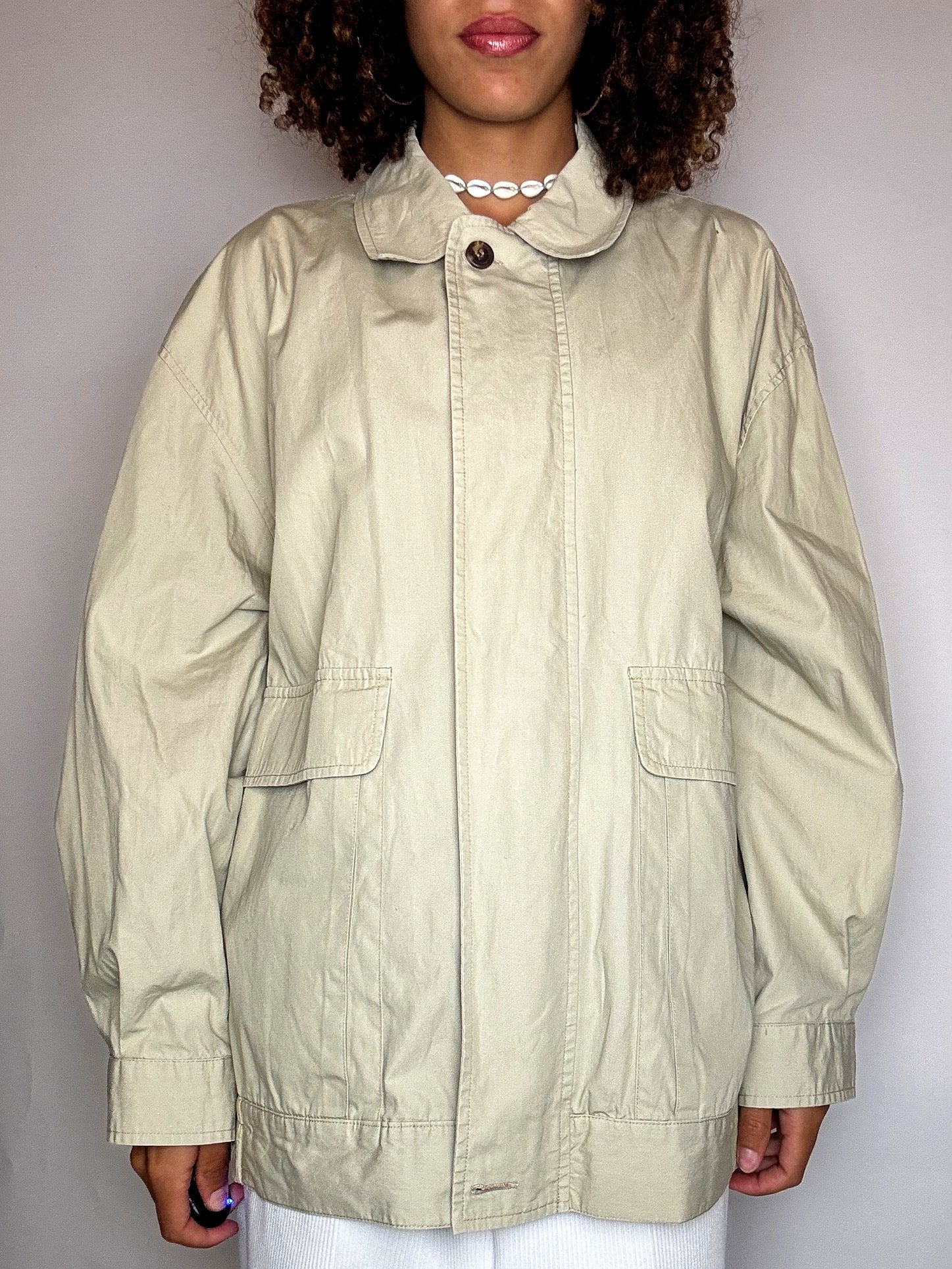 Vintage beigefarbene, leichte Jacke, Größe L/XL