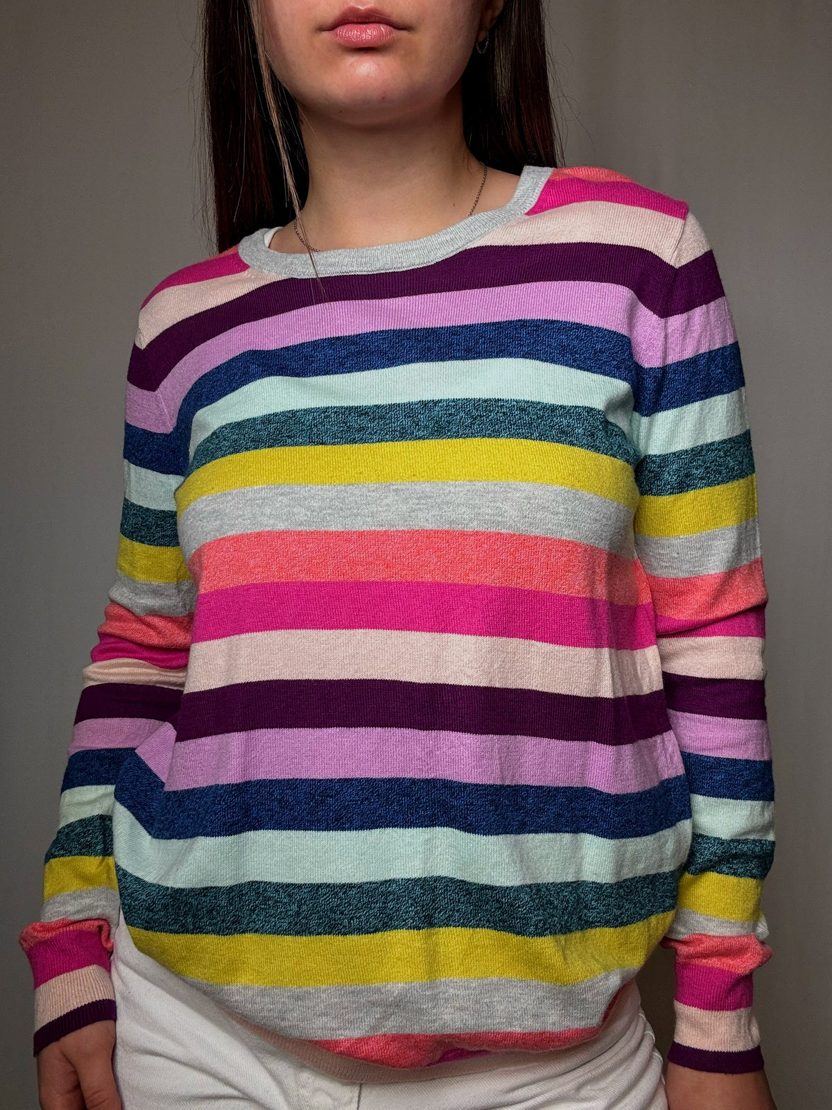 Pull rayé multicolore L vintage