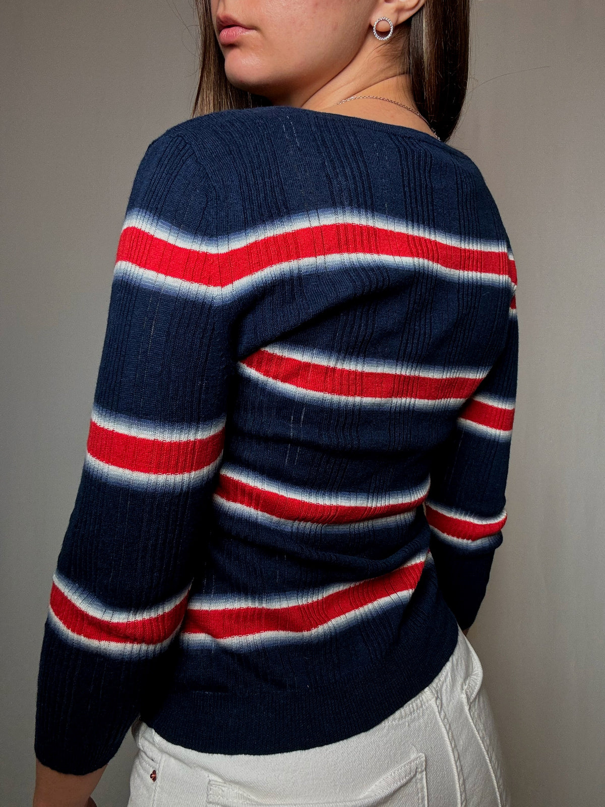 Pull fin rayé M vintage