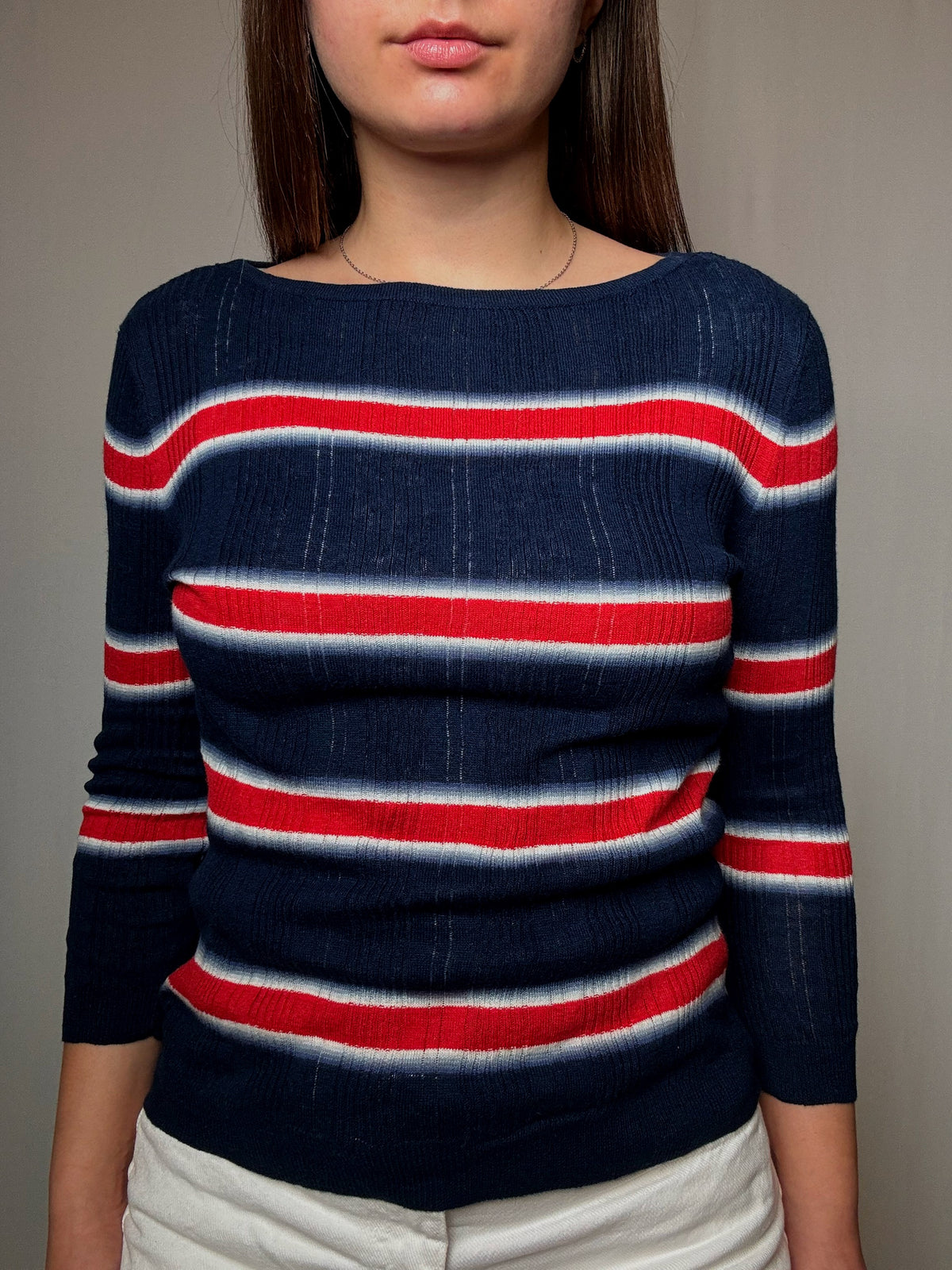 Pull fin rayé M vintage