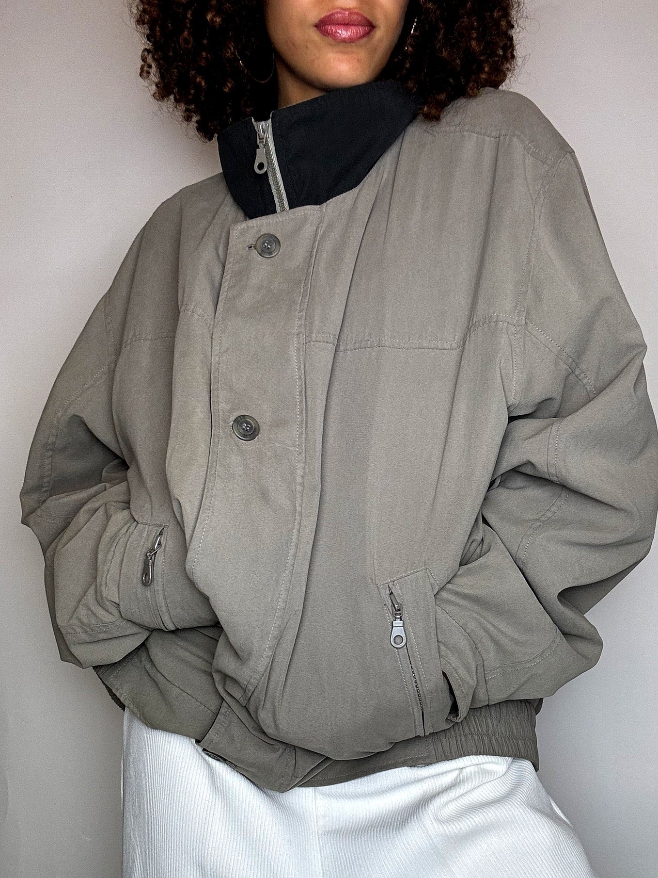 Veste légère greige M/L vintage