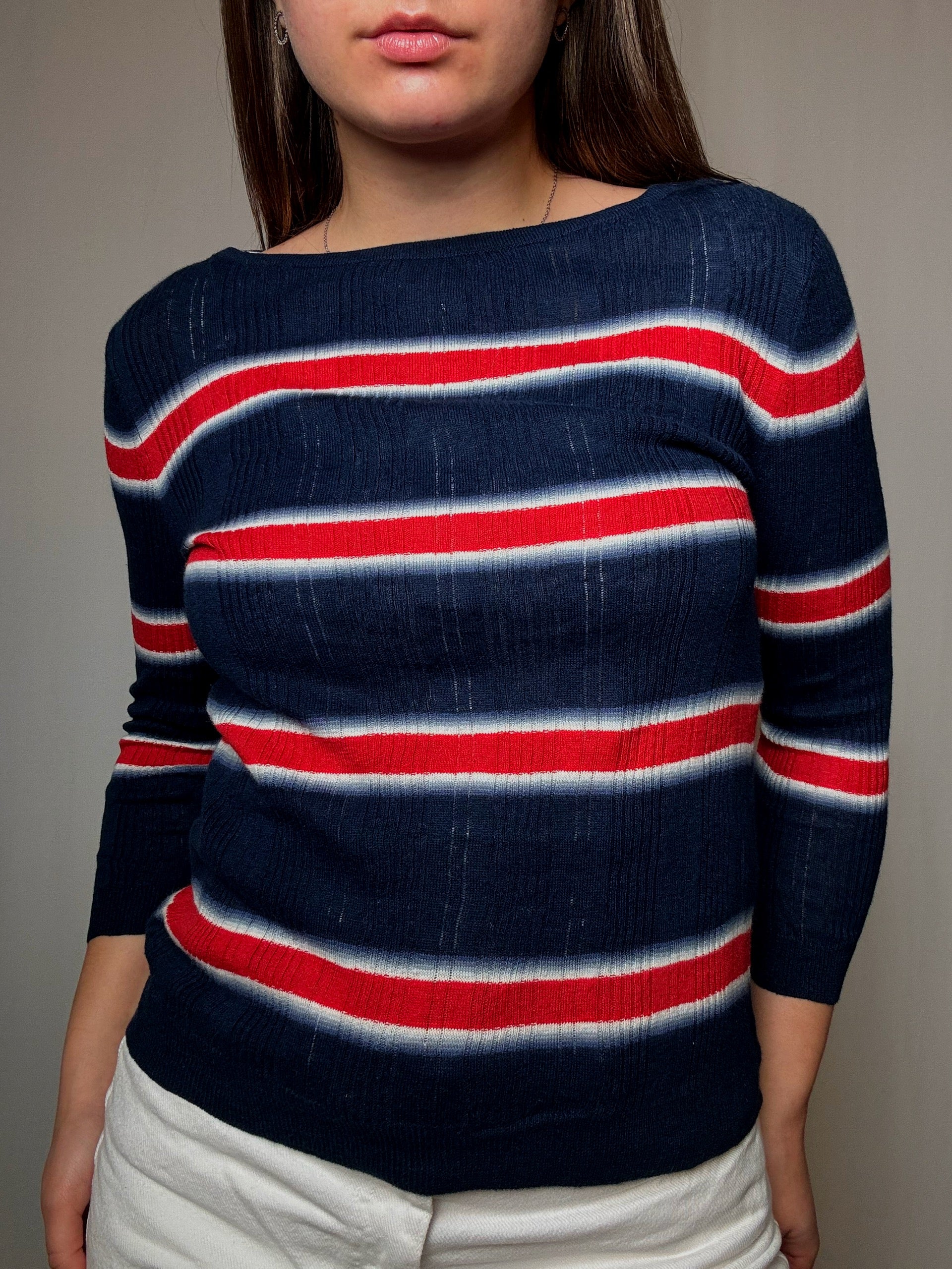 Pull fin rayé M vintage