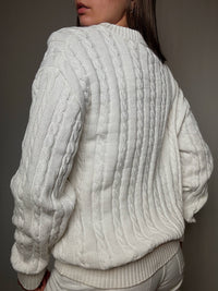 Pull tressé blanc Lacoste XL vintage