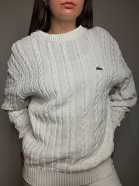 Pull tressé blanc Lacoste XL vintage