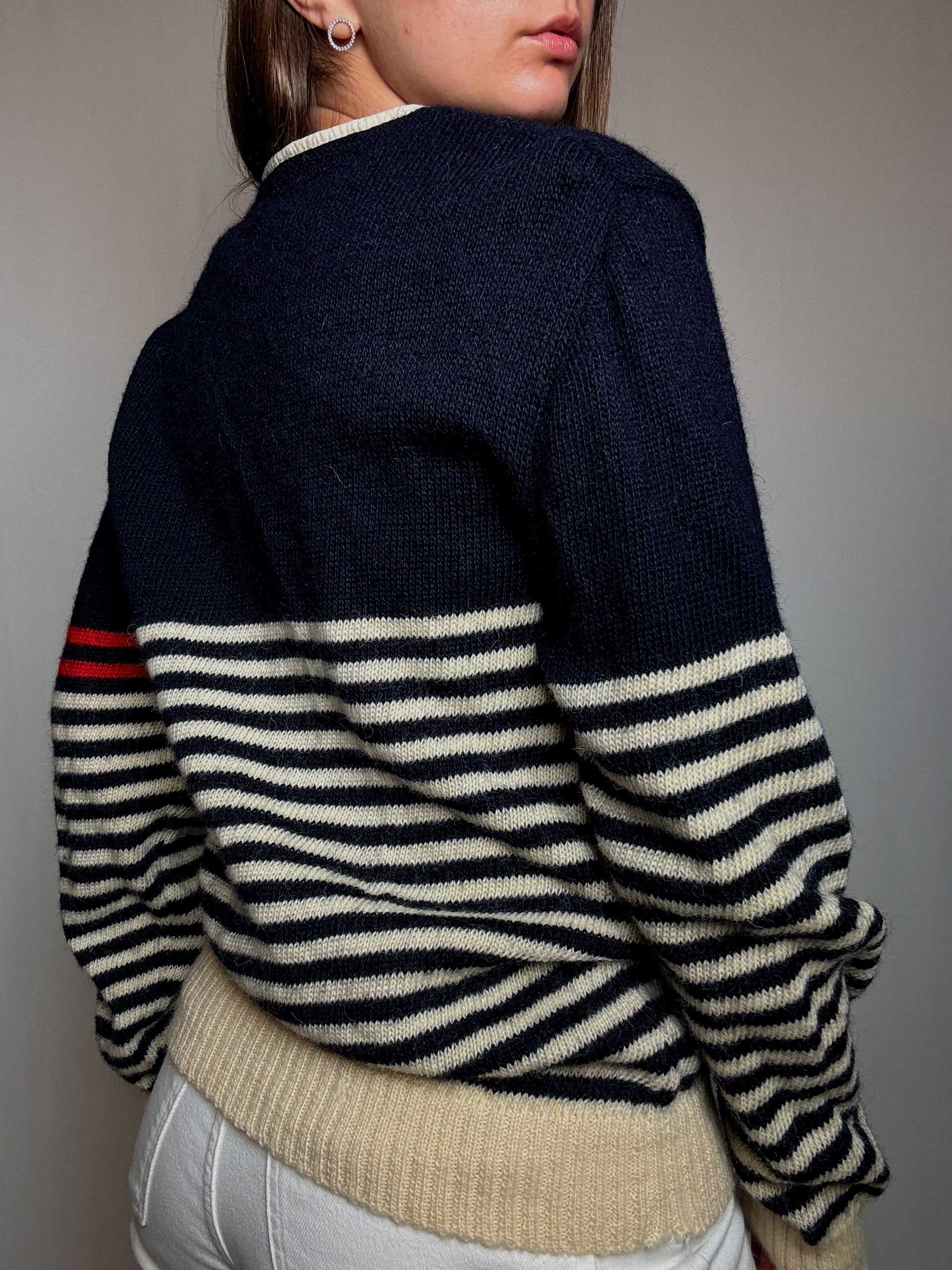Sergio Tacchini L vintage striped cardigan
