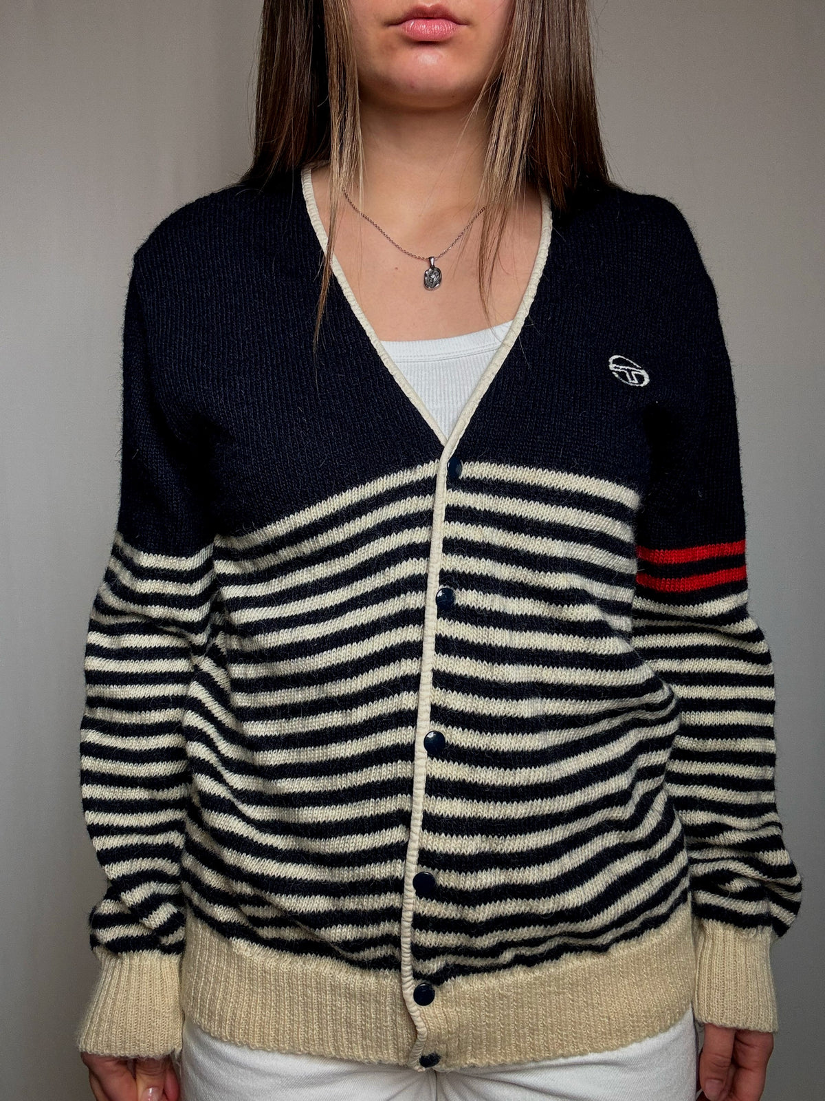 Sergio Tacchini L vintage striped cardigan