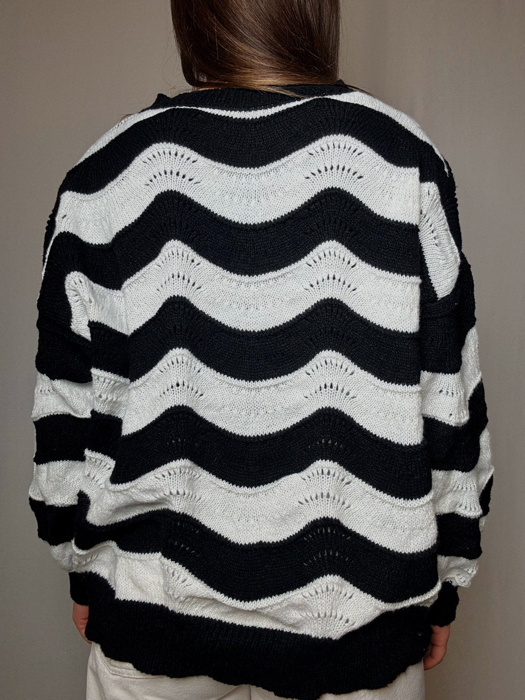 Pull rayé noir et blanc L vintage