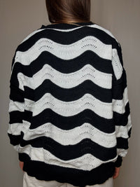 Pull rayé noir et blanc L vintage