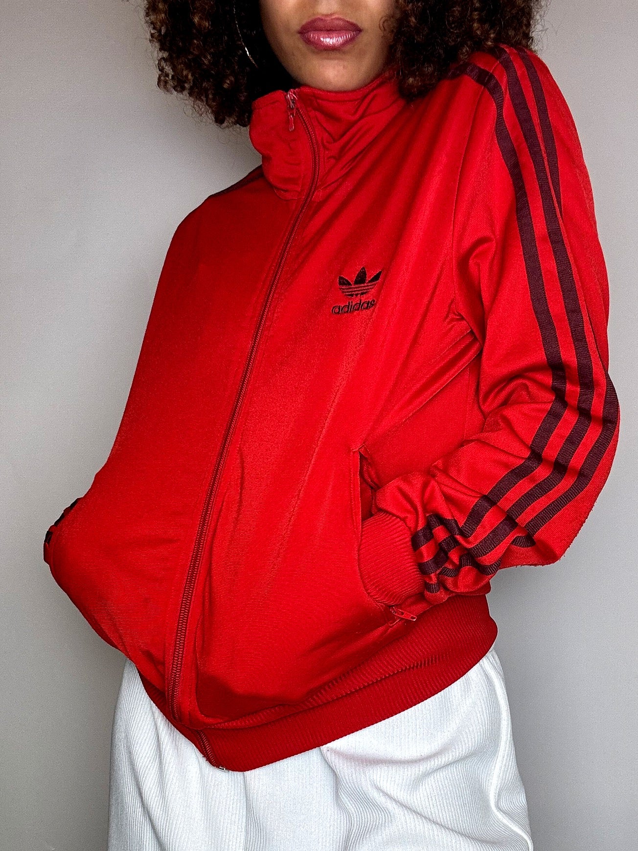 Jacket de sport rouge ADIDAS S vintage