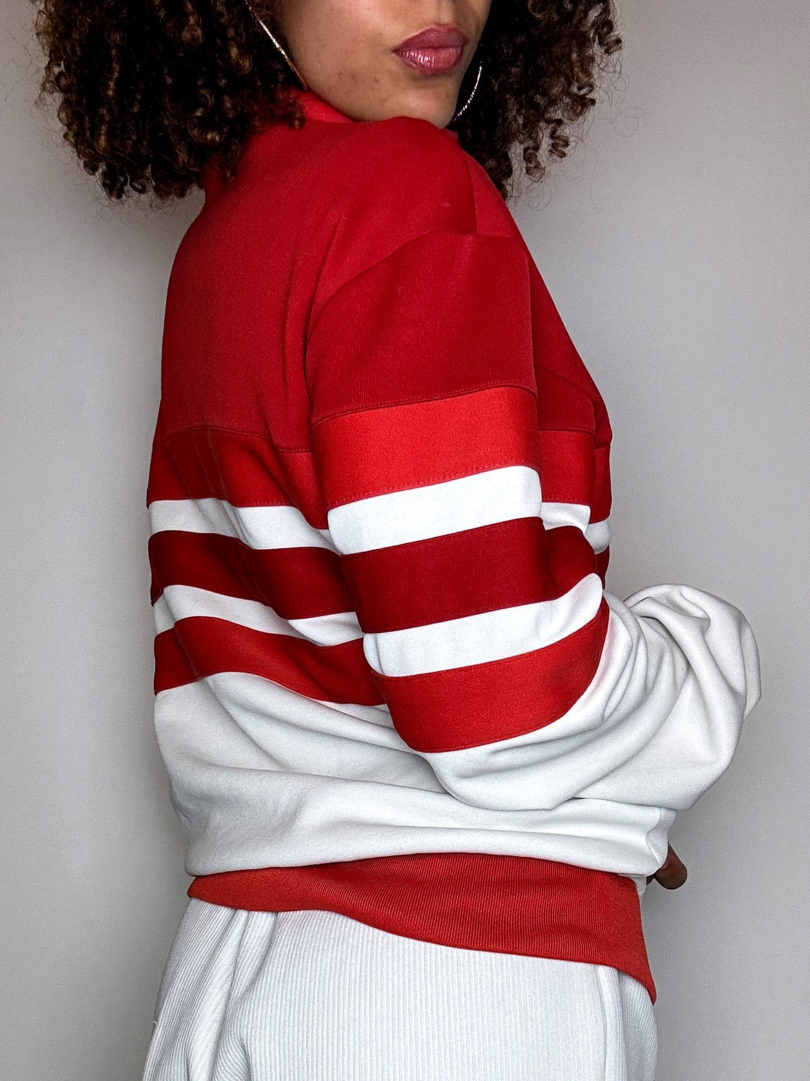 Jacket de sport blanche et rouge ADIDAS M/L vintage