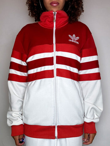 Jacket de sport blanche et rouge ADIDAS M/L vintage