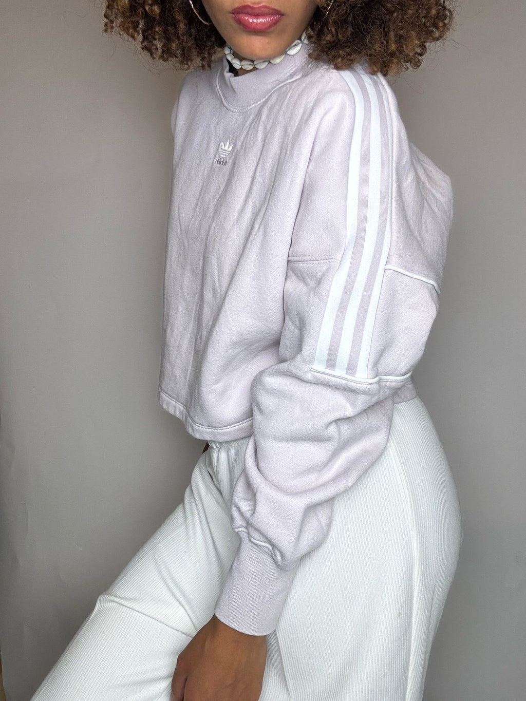 Light pink cropped sweatshirt ADIDAS S vintage