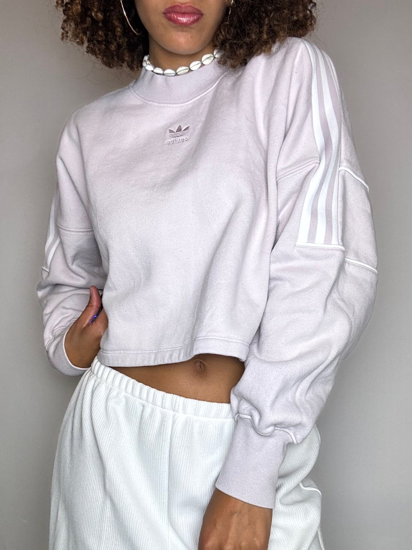 Light pink cropped sweatshirt ADIDAS S vintage