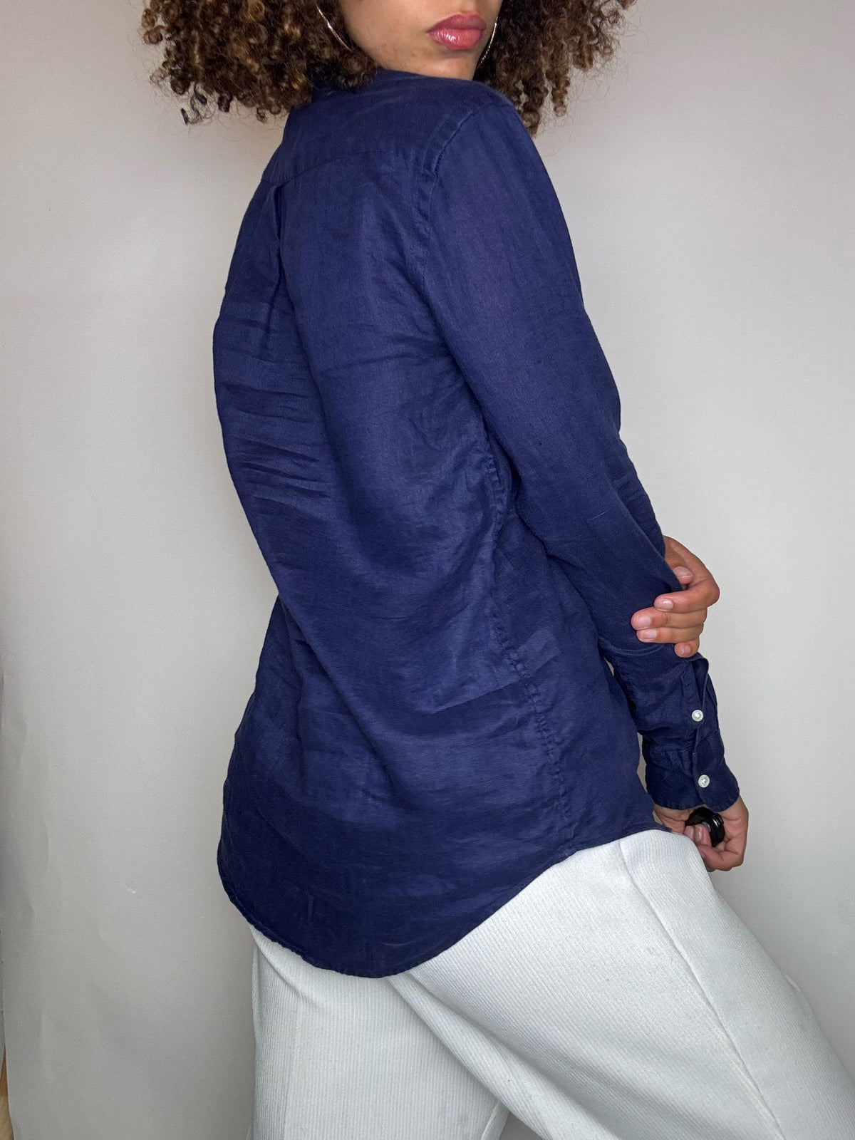 Ralph Lauren navy linen shirt S vintage