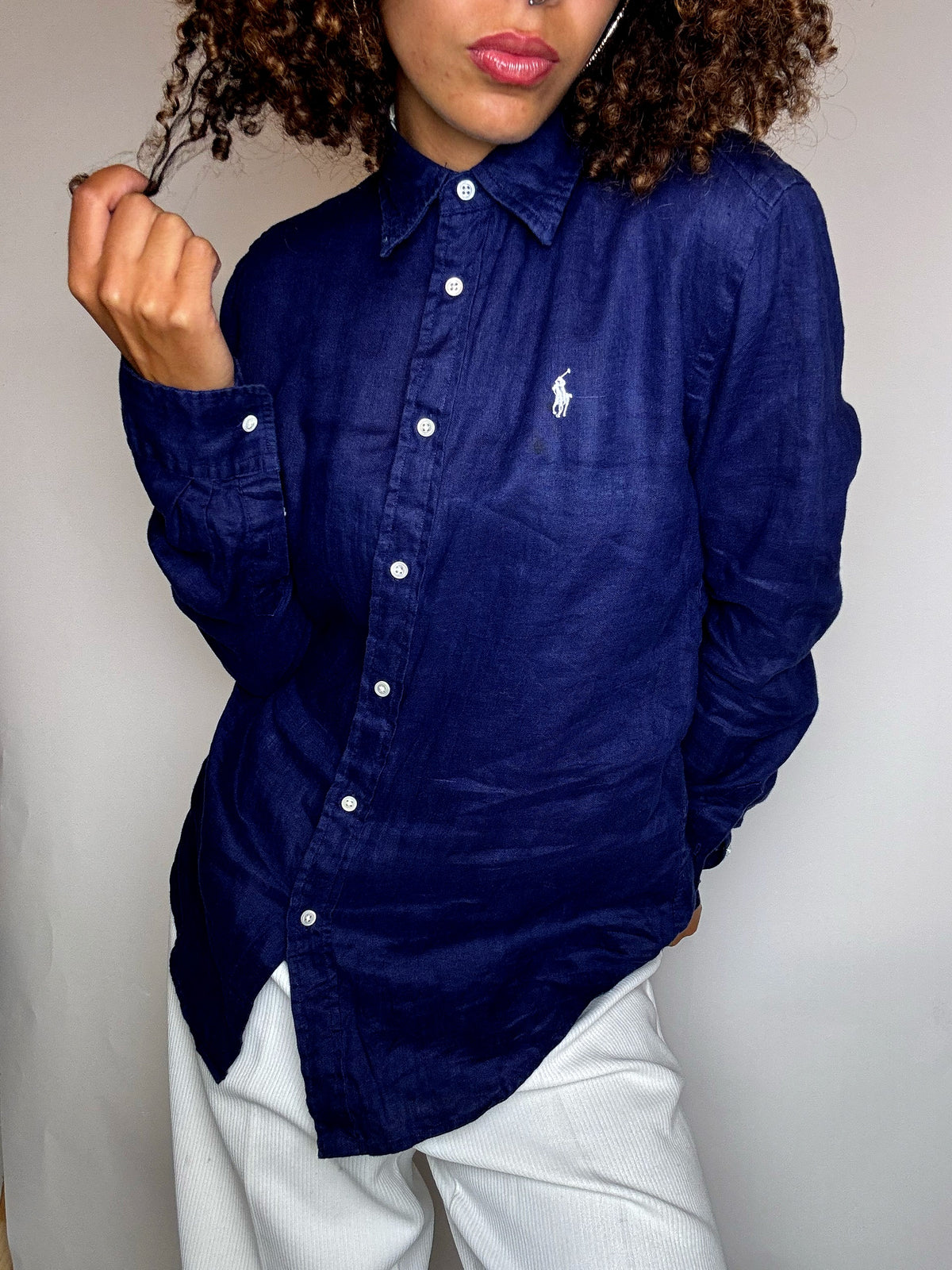 Ralph Lauren navy linen shirt S vintage