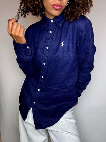 Chemise en lin Ralph Lauren marine S vintage