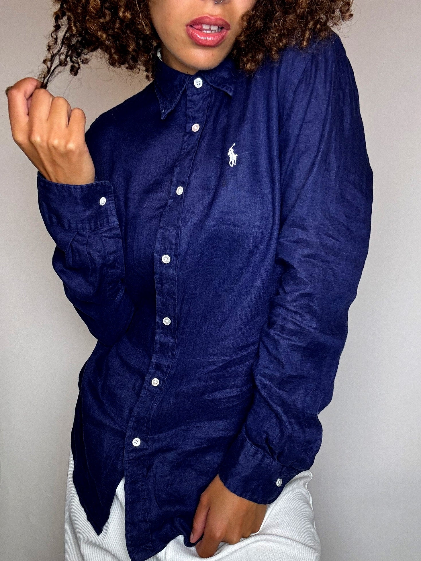 Ralph Lauren navy linen shirt S vintage