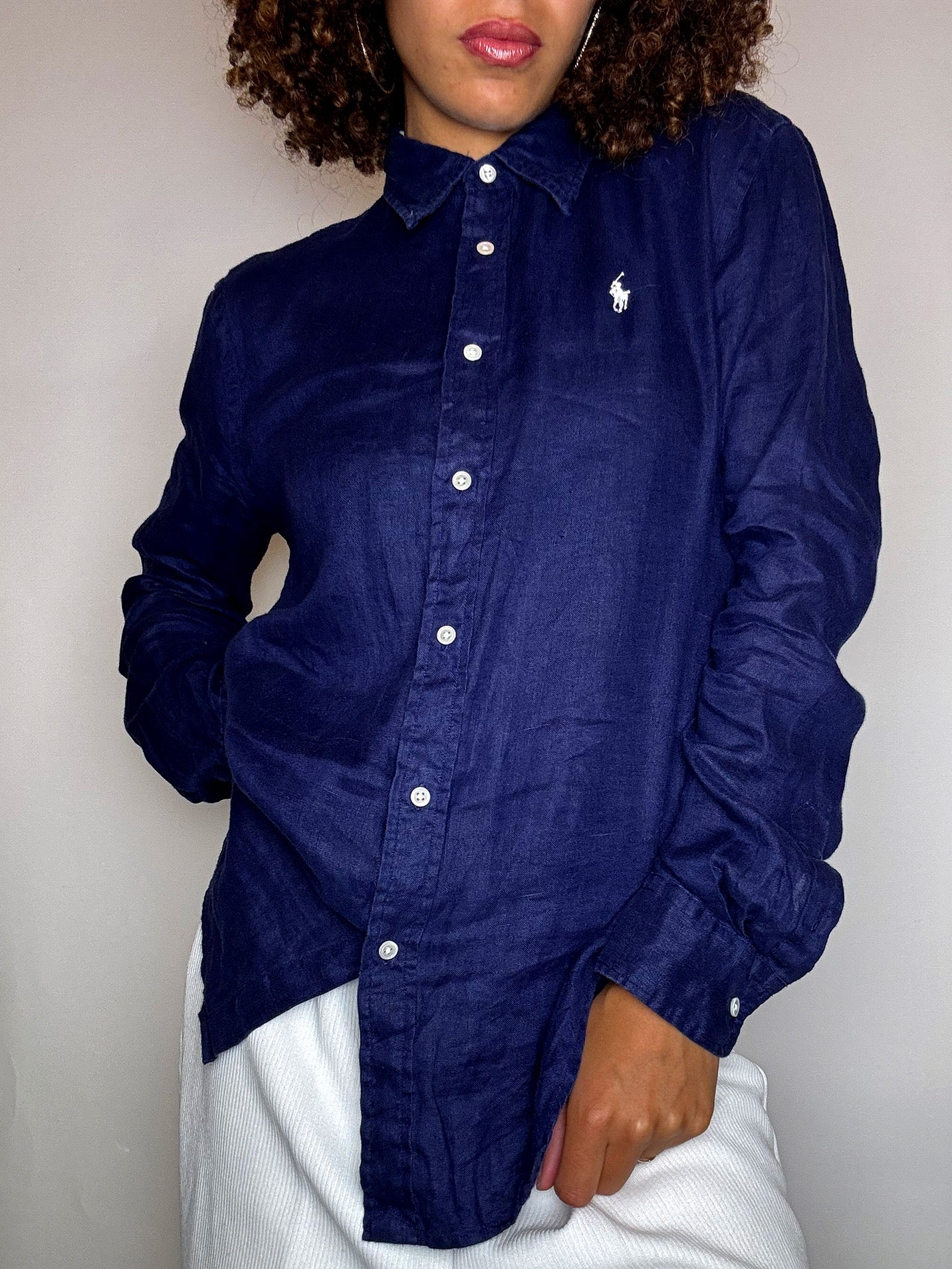 Chemise en lin Ralph Lauren marine S vintage
