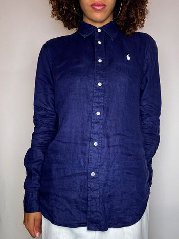 Chemise en lin Ralph Lauren marine S vintage