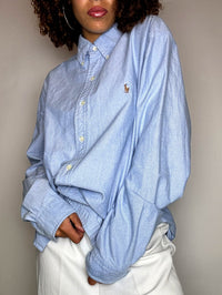 RALPH LAUREN L Vintage Blaues Hemd