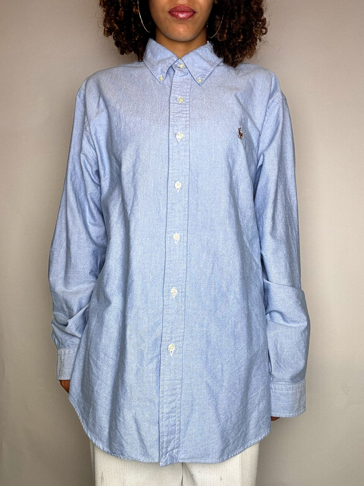 RALPH LAUREN L Vintage Blaues Hemd