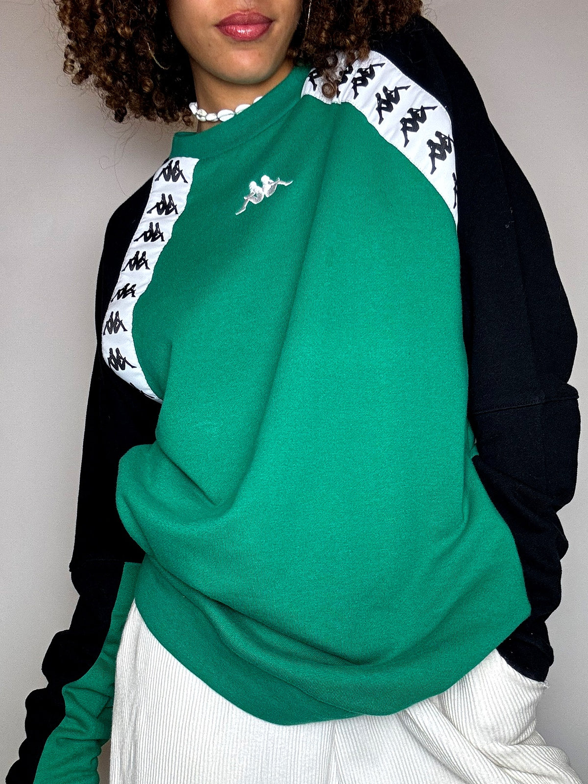 KAPPA Vintage-Sweatshirt, grün und schwarz, Größe M