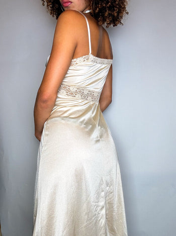 Robe lingerie beige S/M vintage