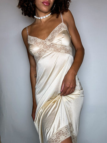 Robe lingerie beige S/M vintage