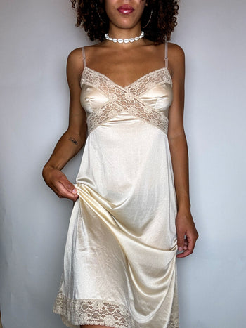 Robe lingerie beige S/M vintage