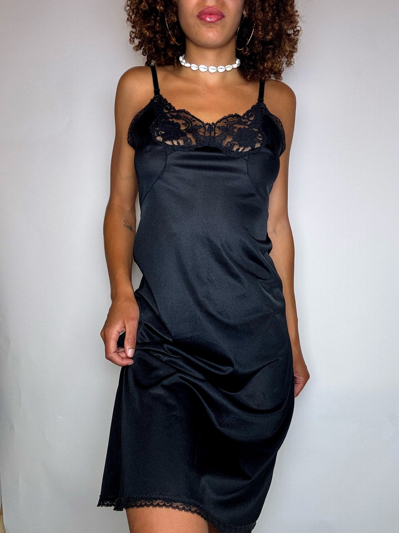 Robe lingerie noire S/M vintage