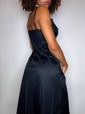 Robe lingerie noire S/M vintage