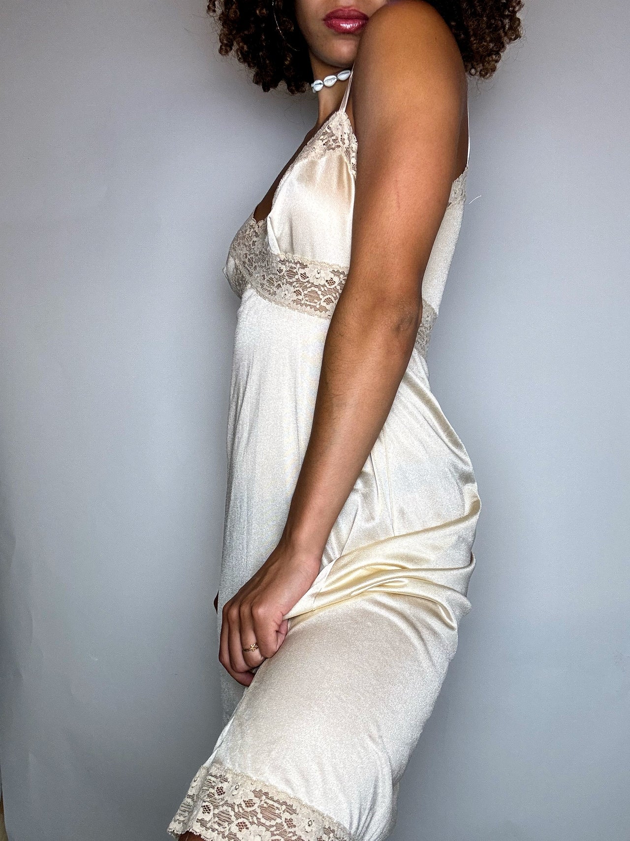 Robe lingerie beige S/M vintage