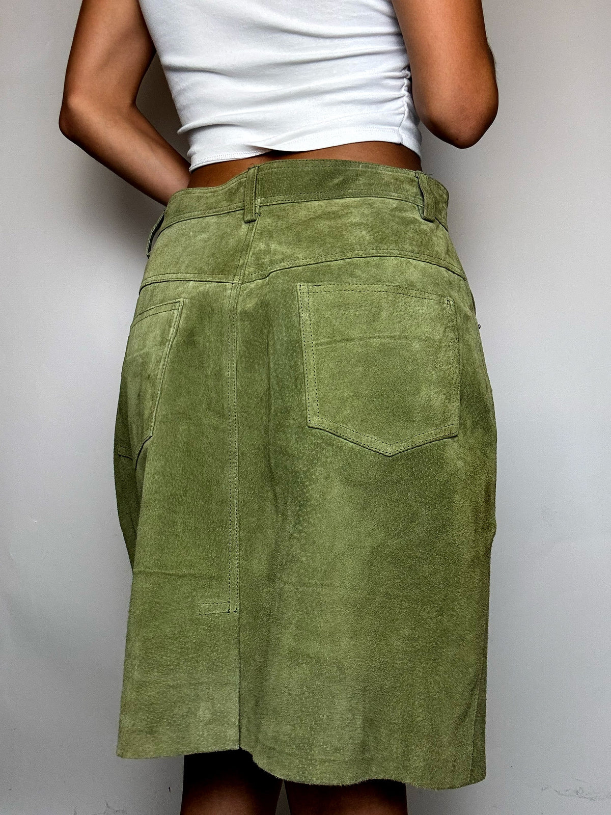Jupe en daim verte M/L vintage