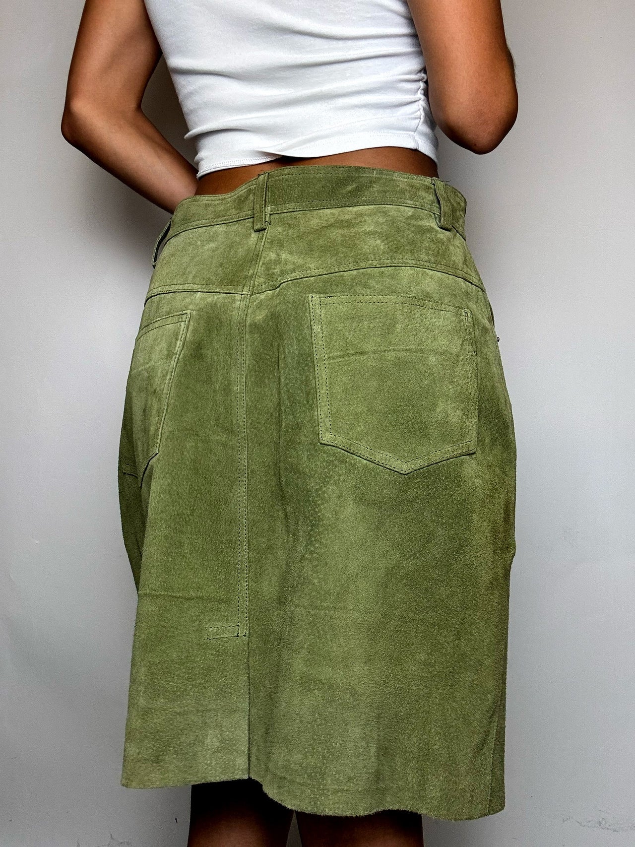Jupe en daim verte M/L vintage