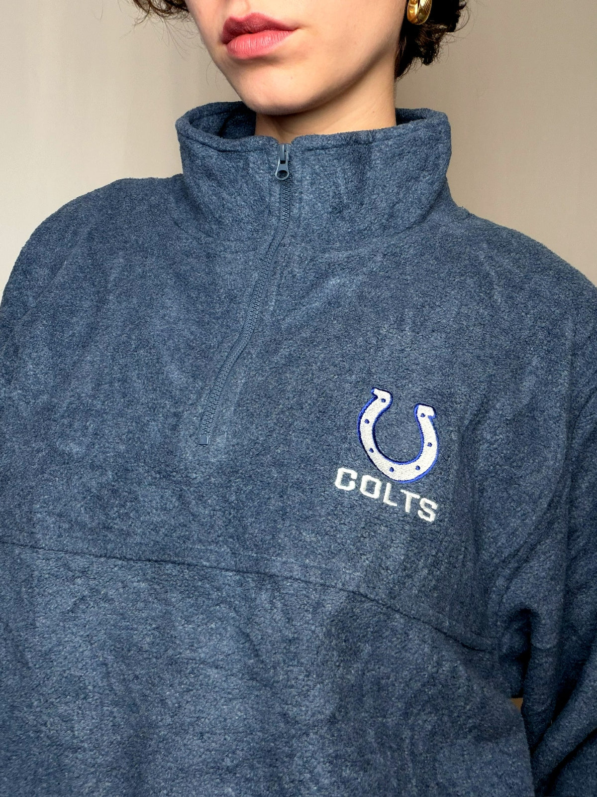 Polaire zippée bleu chiné NFL M vintage