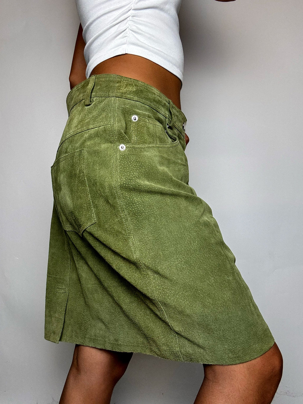 Jupe en daim verte M/L vintage