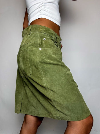 Jupe en daim verte M/L vintage