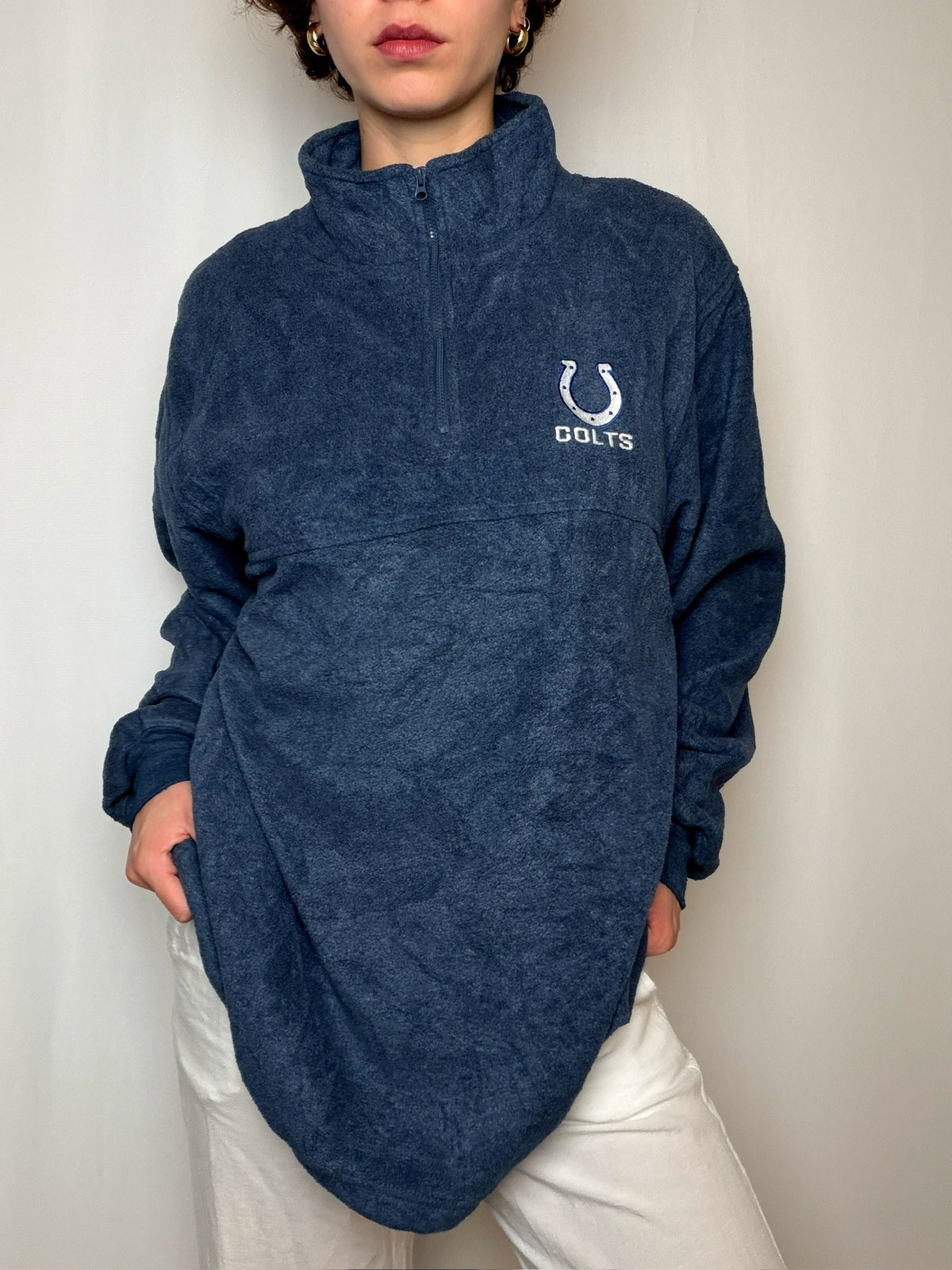 Polaire zippée bleu chiné NFL M vintage