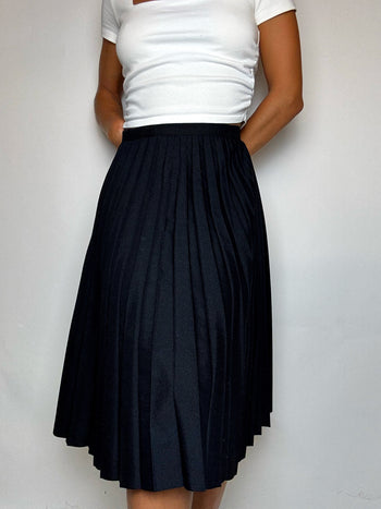 Jupe plissée en laine noire S vintage