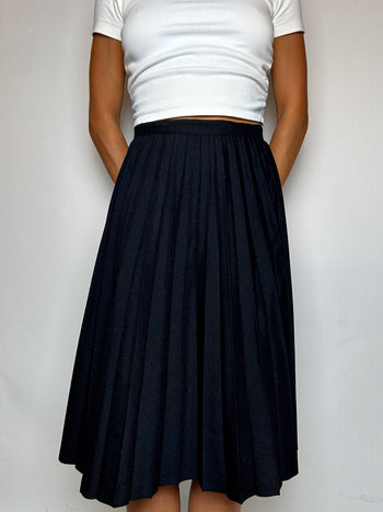 Jupe plissée en laine noire S vintage