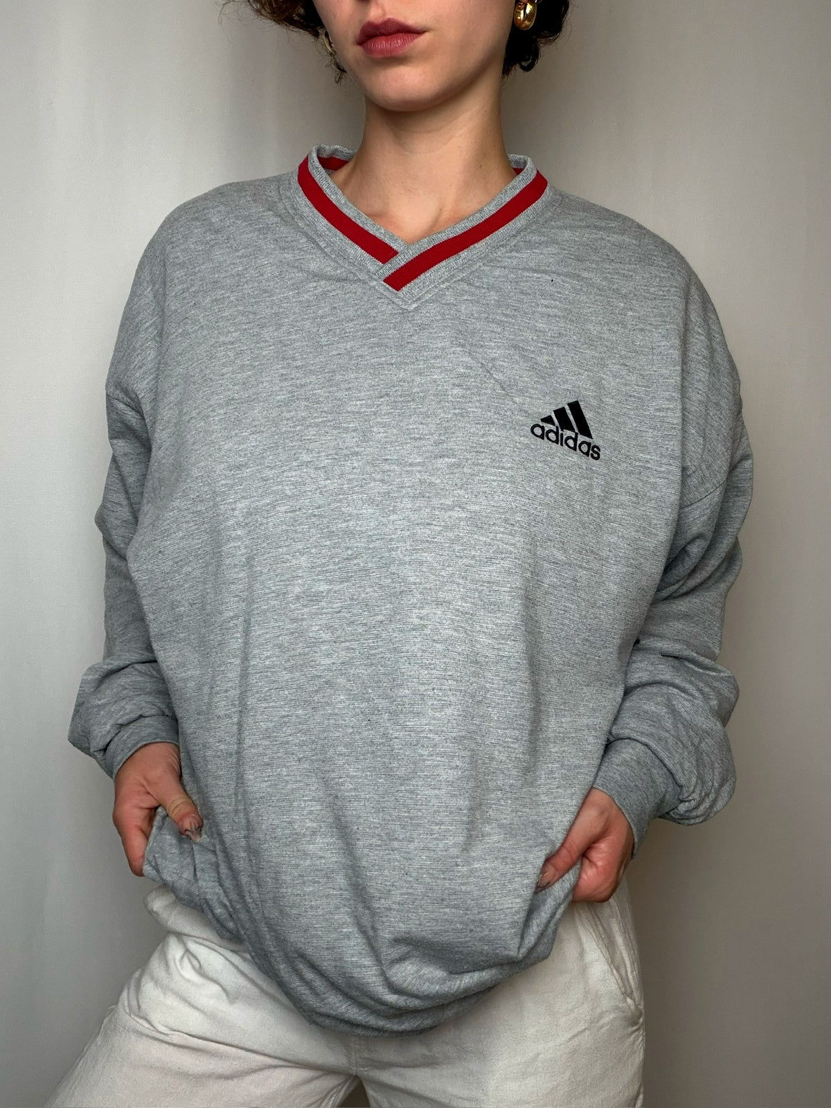 Sweat gris réversible Adidas L vintage