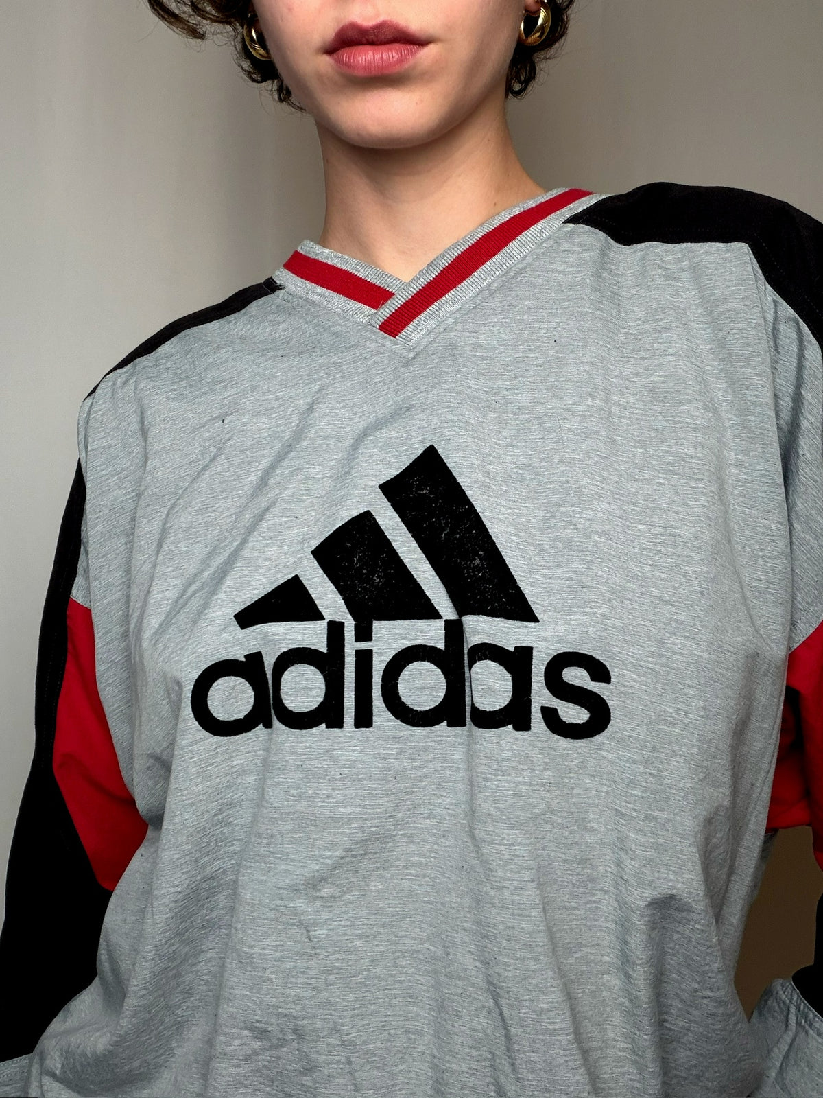 Sweat gris réversible Adidas L vintage