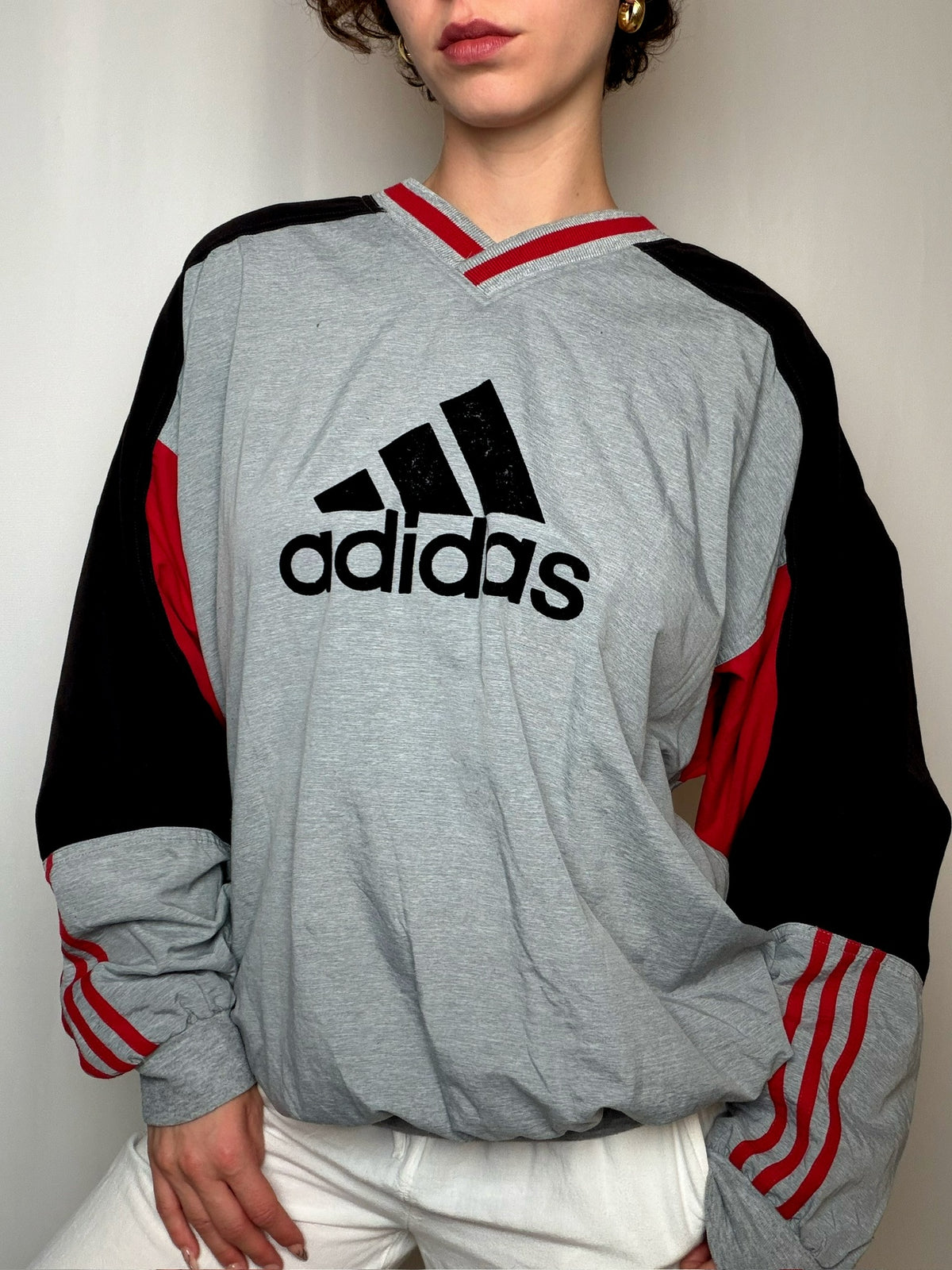 Sweat gris réversible Adidas L vintage