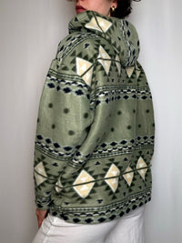 Polaire verte à capuche XL vintage